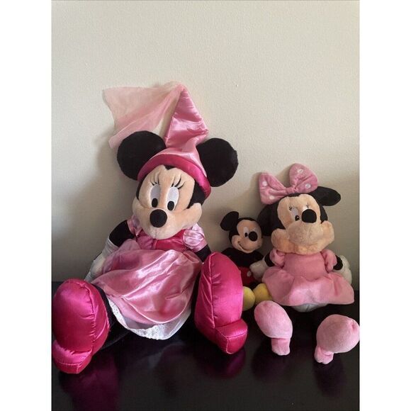 disney Minnie mouse and mickey mouse Plush Bundle of 3 plush stuffed animal - Picture 1 of 5